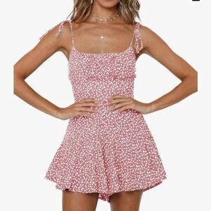 Women’s Boho Floral Wide Leg Short Romper